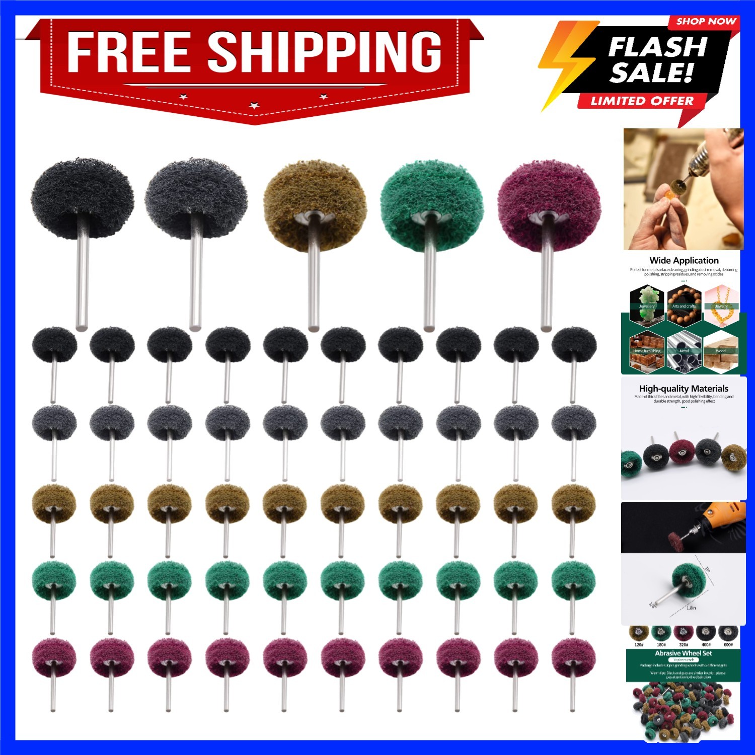 50/100/200pcs Abrasive Wheel, 1″ Buffing Polishing Wheels | for Rotary Tools-…