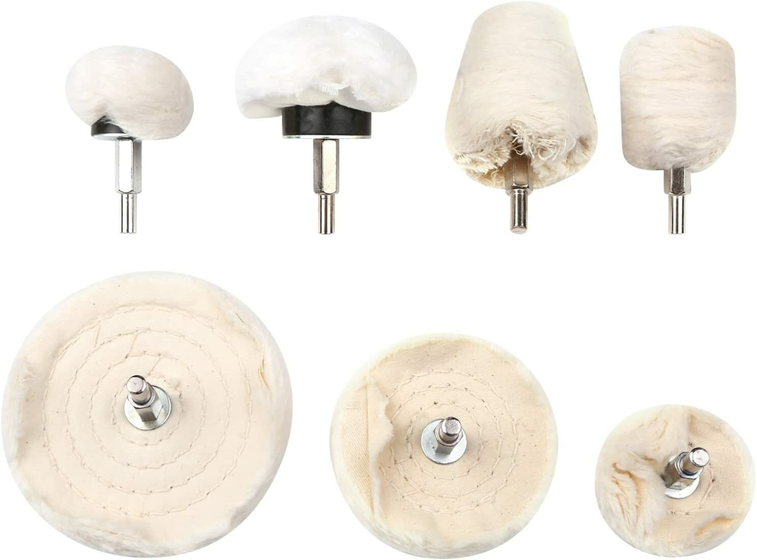 7PCS Cotton Buffing Wheel Kit for Drill Rotary Tool Aluminum Metal Polishing Pad