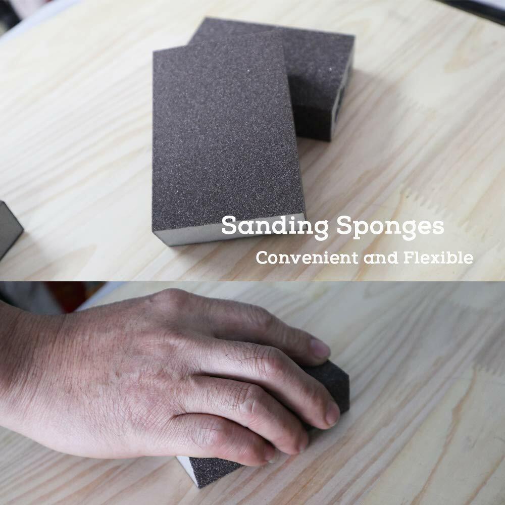 6 pcs Drywall Sanding Sponge Set Wet Dry Foam Sand Paper Blocks Pads 60-220 Grit