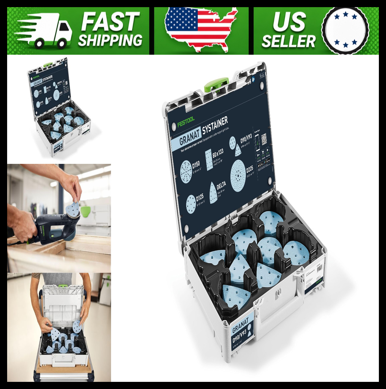 Festool Granat 3-1/2in 90mm Delta 93mm Abrasive Systainer Set
