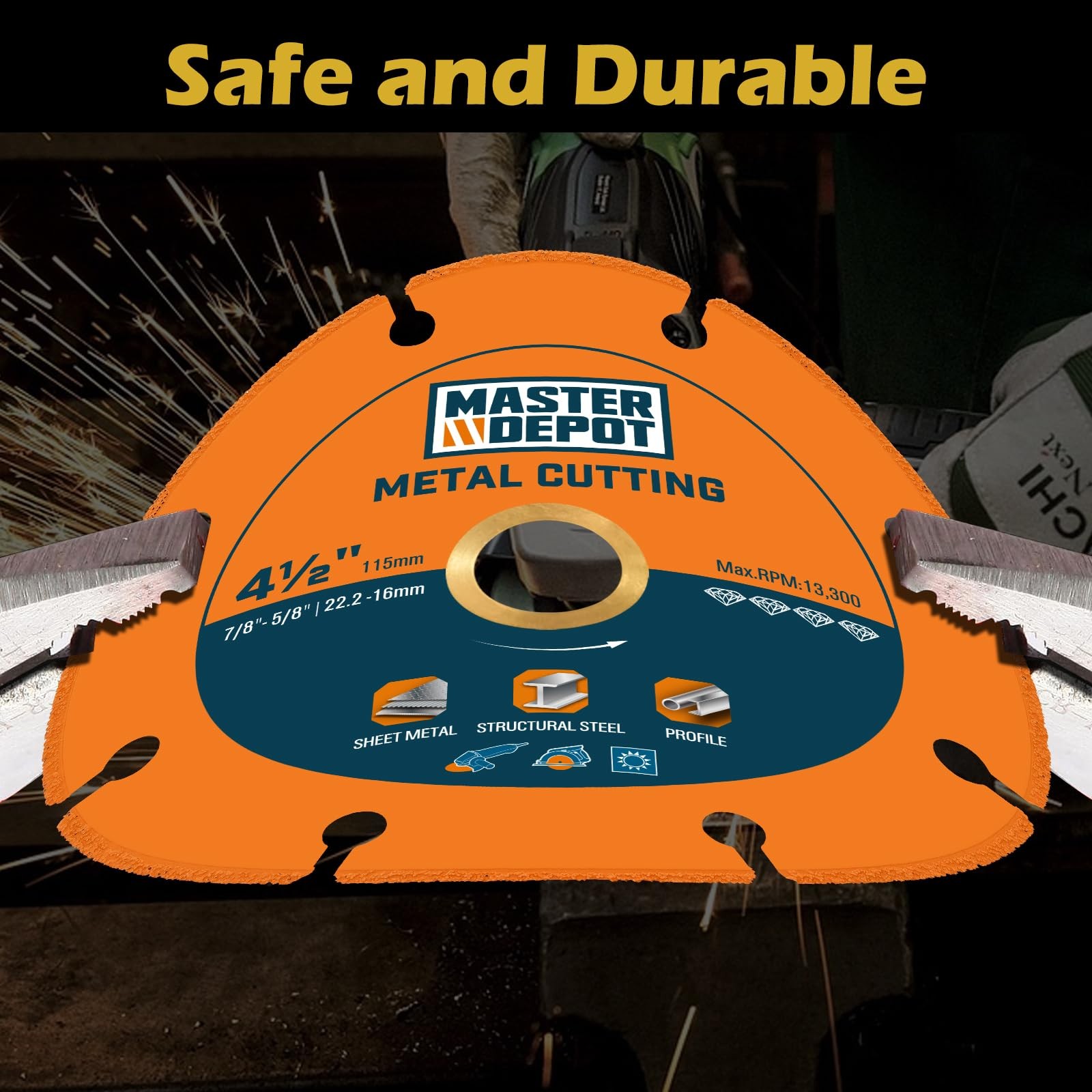 MASTER DEPOT 4 1/2“ Cut Off Wheels, Diamond Cutting Wheel for 5/8“ Orange