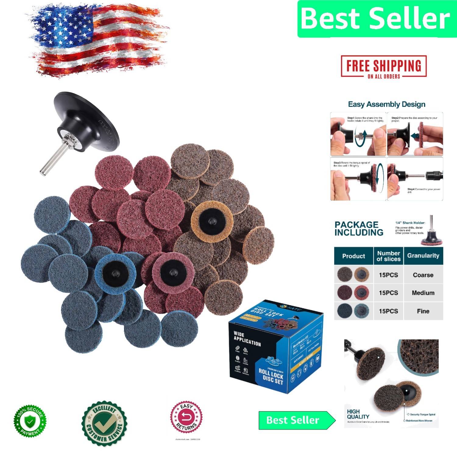 Ultimate 46-Pack 2-Inch Sanding Discs: Coarse to Fine Grits for All Projects