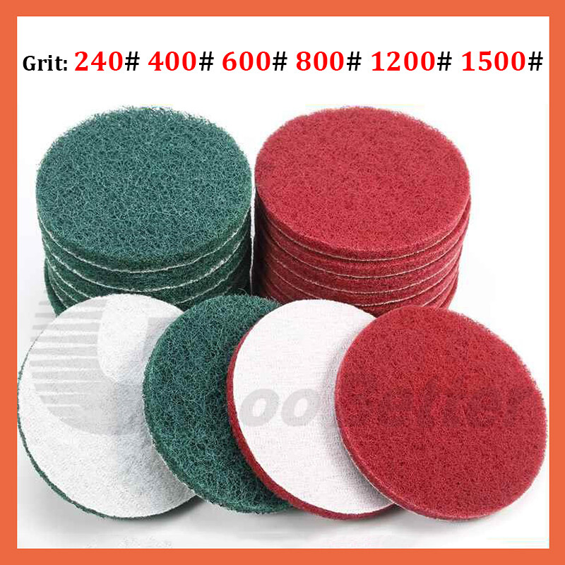 125mm Nylon Fiber Scouring Pads Hook & Loop Abrasive Cleaning Pads 240-1500 Grit