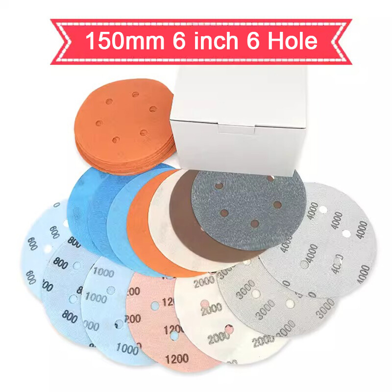 6″ 150mm 5 Hole Wet&Dry Sanding Disc 600-5000Grit Sandpaper Film Hook&Loop Pads