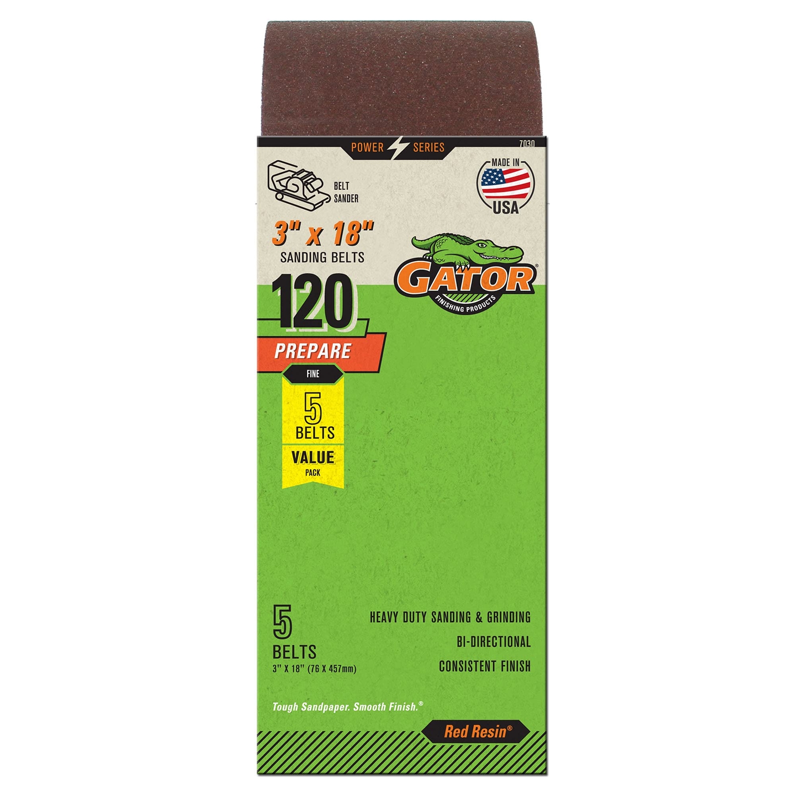 Gator 3″ x 18″ Red Resin Aluminum Oxide Sanding Belts 120 Grit 5 Pack