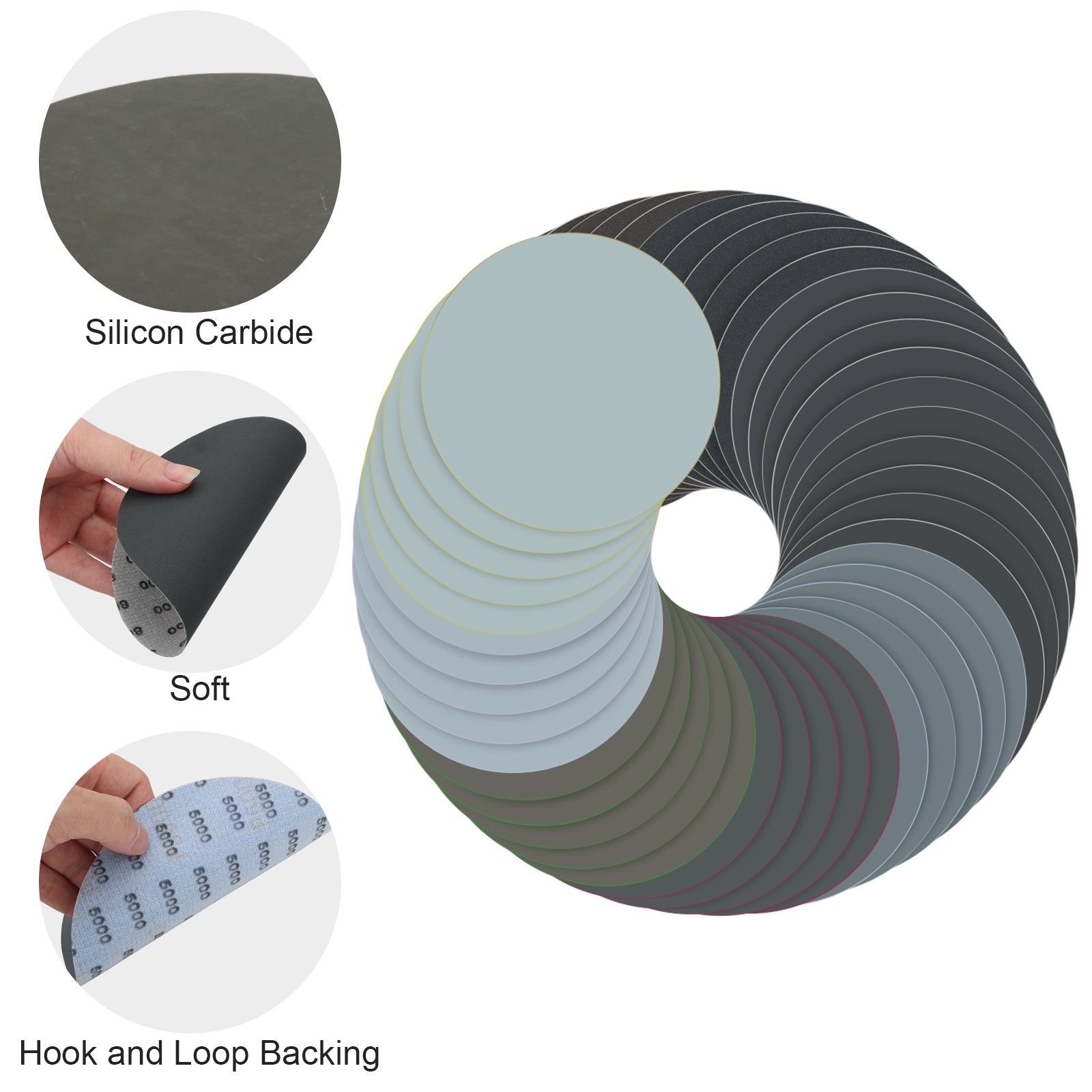 45X 6″ Sanding Discs 400-10000 Grit Hook Loop Wet Dry Sandpaper for Wood Metal