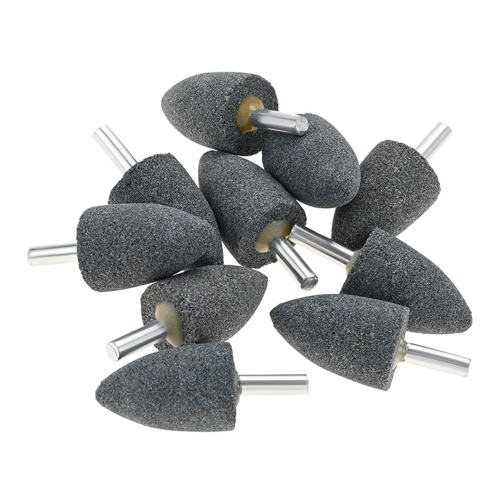 10x 25mm Head 1/4″ Shank Aluminum Oxide Cone Shape Grinding Stones Rotary Drill