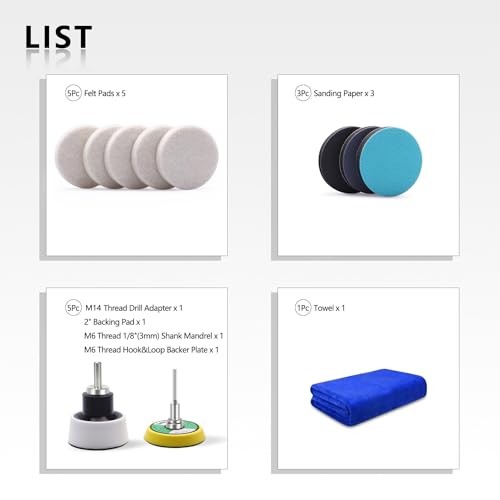 2Inch Car Felt Polishing Buffing Pad, 8pcs Polishing Sanding Discs, Felt