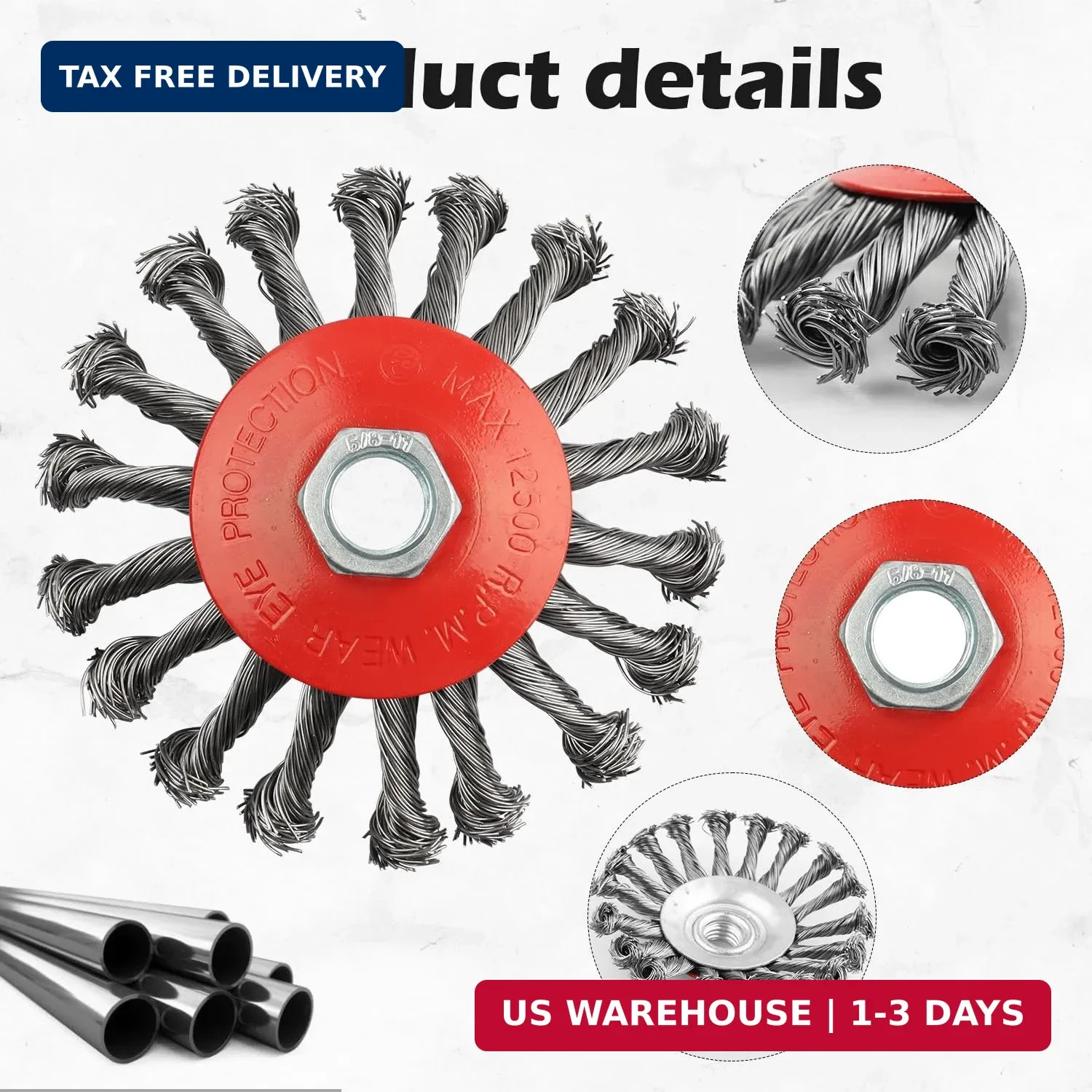 Wire Wheel for 4 1/2 Angle Grinder, 5 Pack 4.5 Inch Twist Knotted Wire Brush for