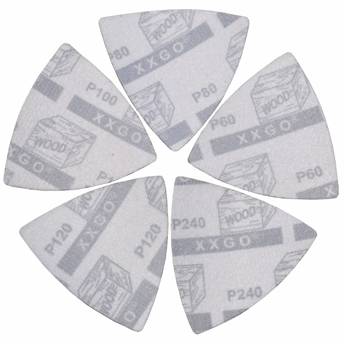 55 Pcs 80mm 3-1/8 Inch Triangular Oscillating Multi Tool Sanding Pads