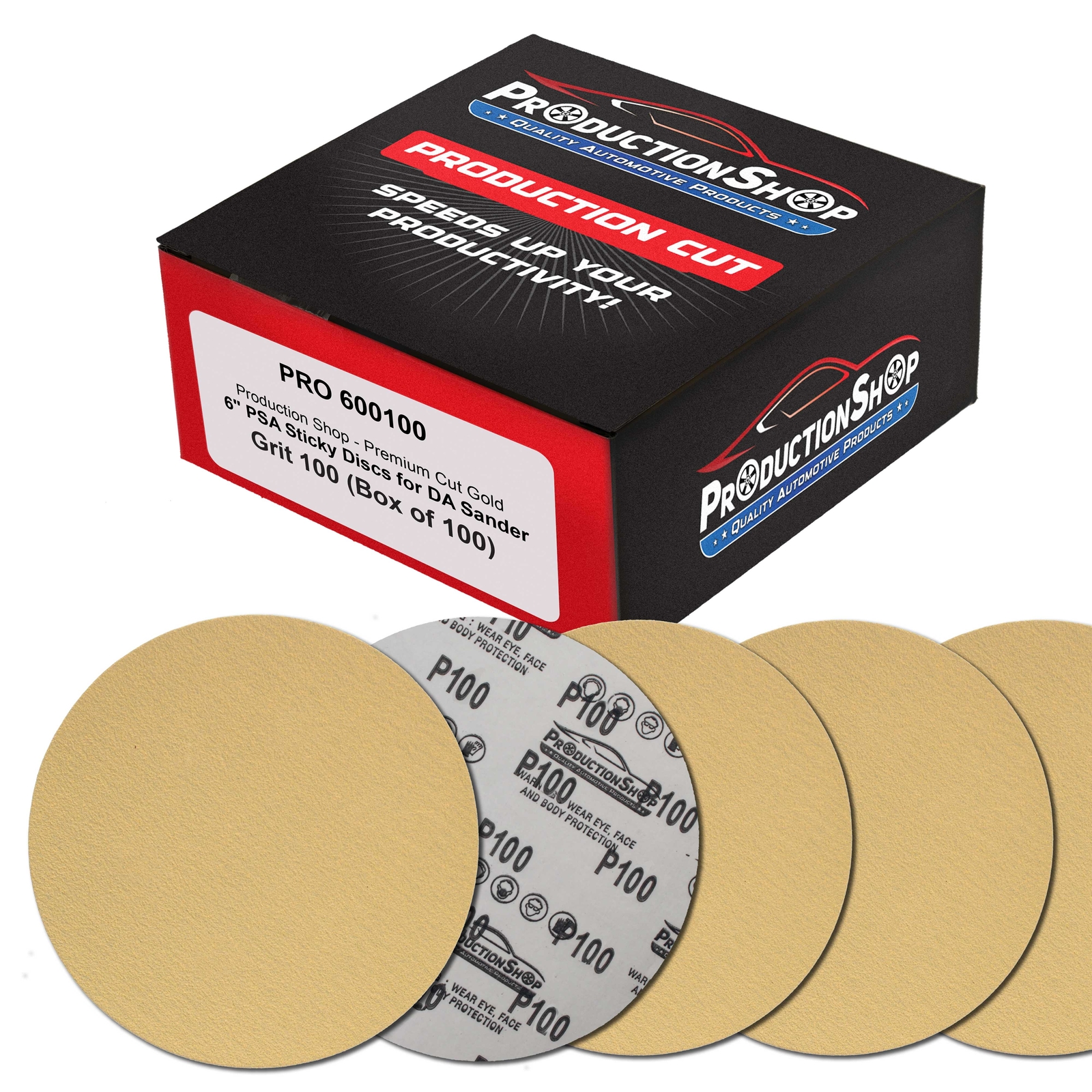 100 Grit 6″ PSA Sanding Discs, Box of 100 – Self Adhesive Stickyback Sandpaper