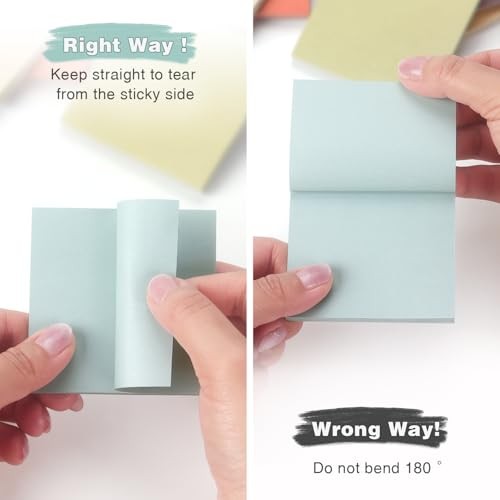 Sticky Notes 3×3 Inch, 12 Pack, 12 Assorted Vintage Color Self-Stick Notes