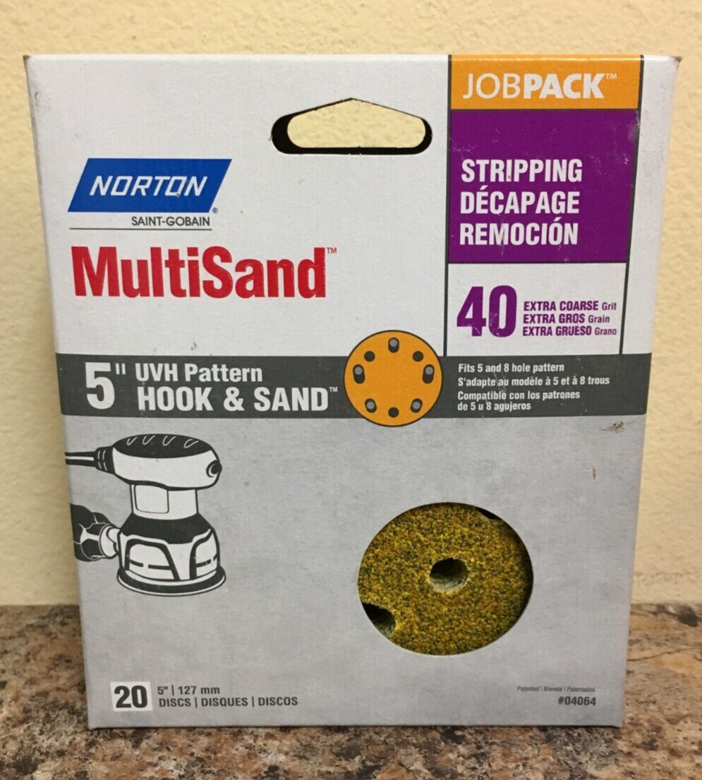Norton 04064 MultiSand 5 in. 40 Grit Extra Coarse A250/A290 Sanding Disc 20 Pk