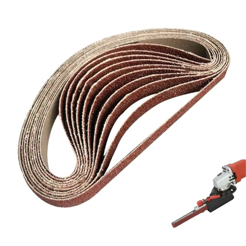 10Pcs 15x452mm Sanding Belt 60/600 Grit for M10 Sander Adapter Polishing Machine