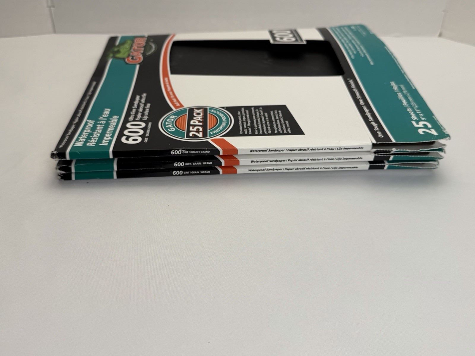 3 pk Gator 600 Grit Ultra Fine Waterproof Sandpaper 75pcs 9″x11″