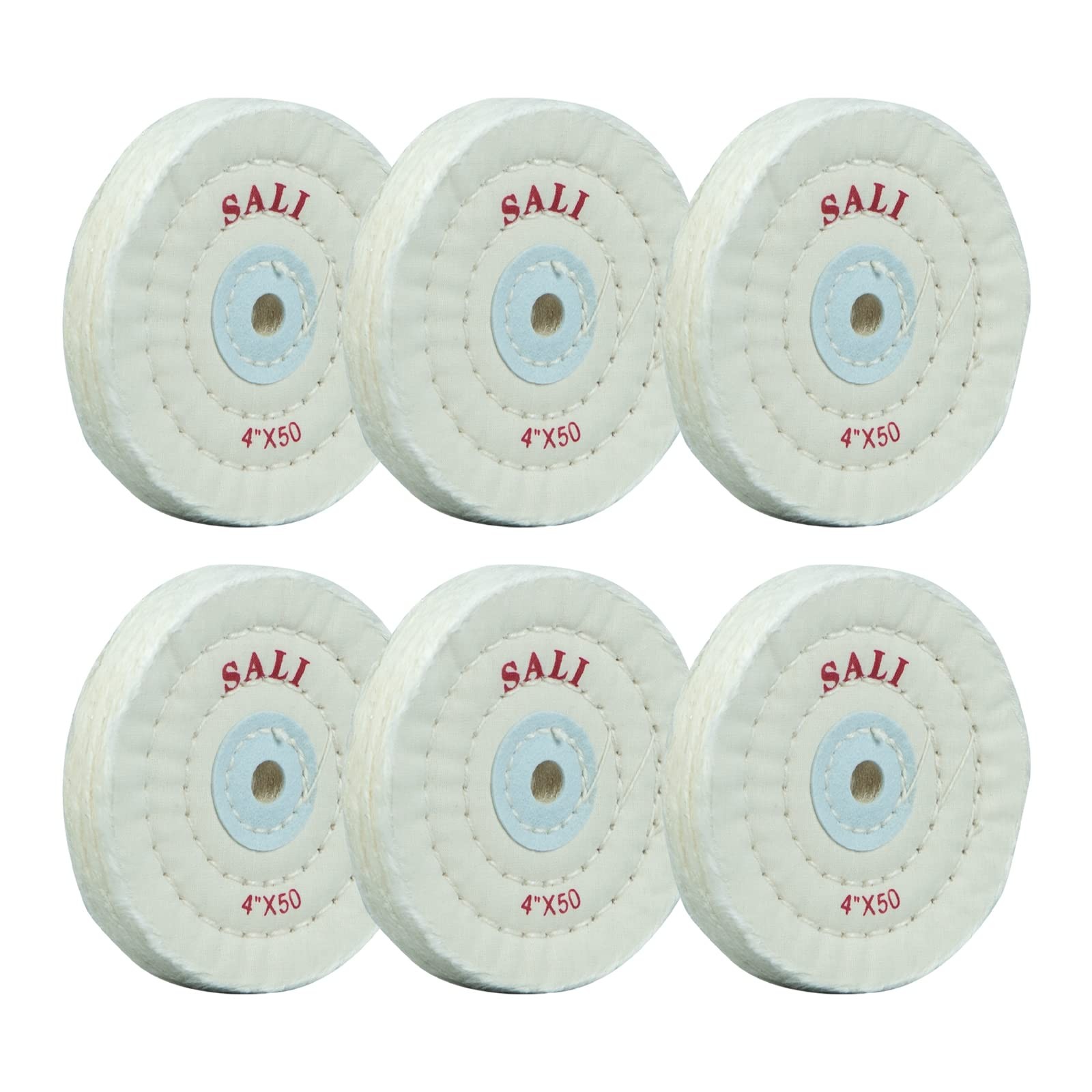 Cotton Buffing Polishing Wheel 4″ 50 Ply for Bench Grinder 1/2″ Arbor 6 Pack