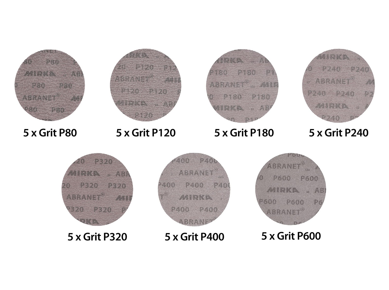 6″ Abranet Sanding Discs 35-Pack, Assorted Grits 80-600, Hook & Loop Mesh