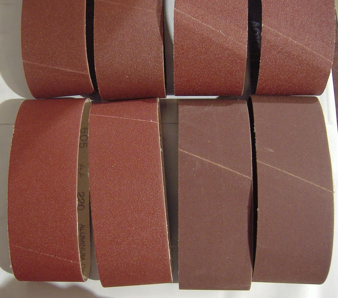 LOT OF EIGHT FINE GRIT 2 1/2″ X 16″ SANDING BELTS 150 180 220 320 GRITS