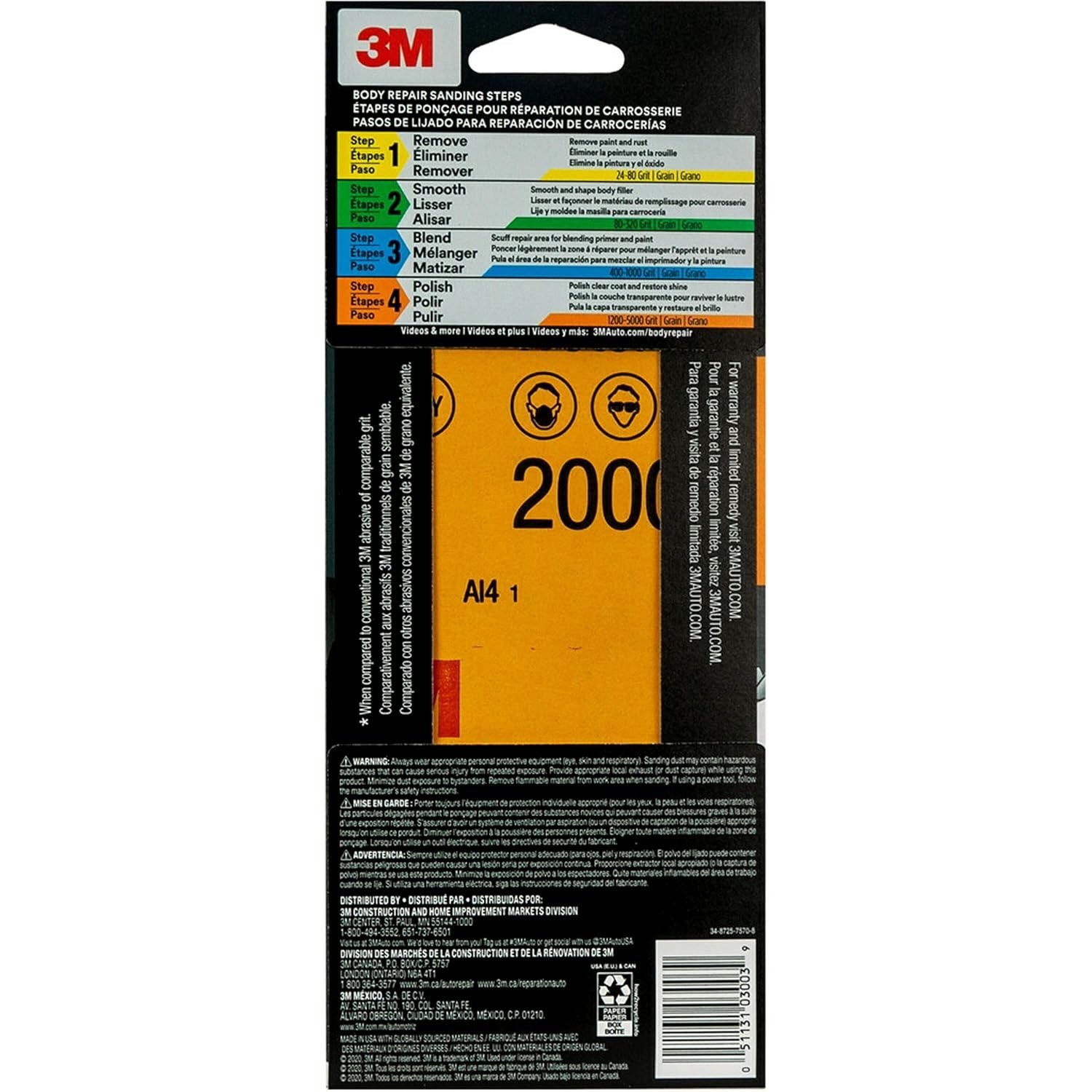 Wetordry Sandpaper 03006 Assorted Grits (1000 1500 2000 2500) 3 2/3 in x 9 in