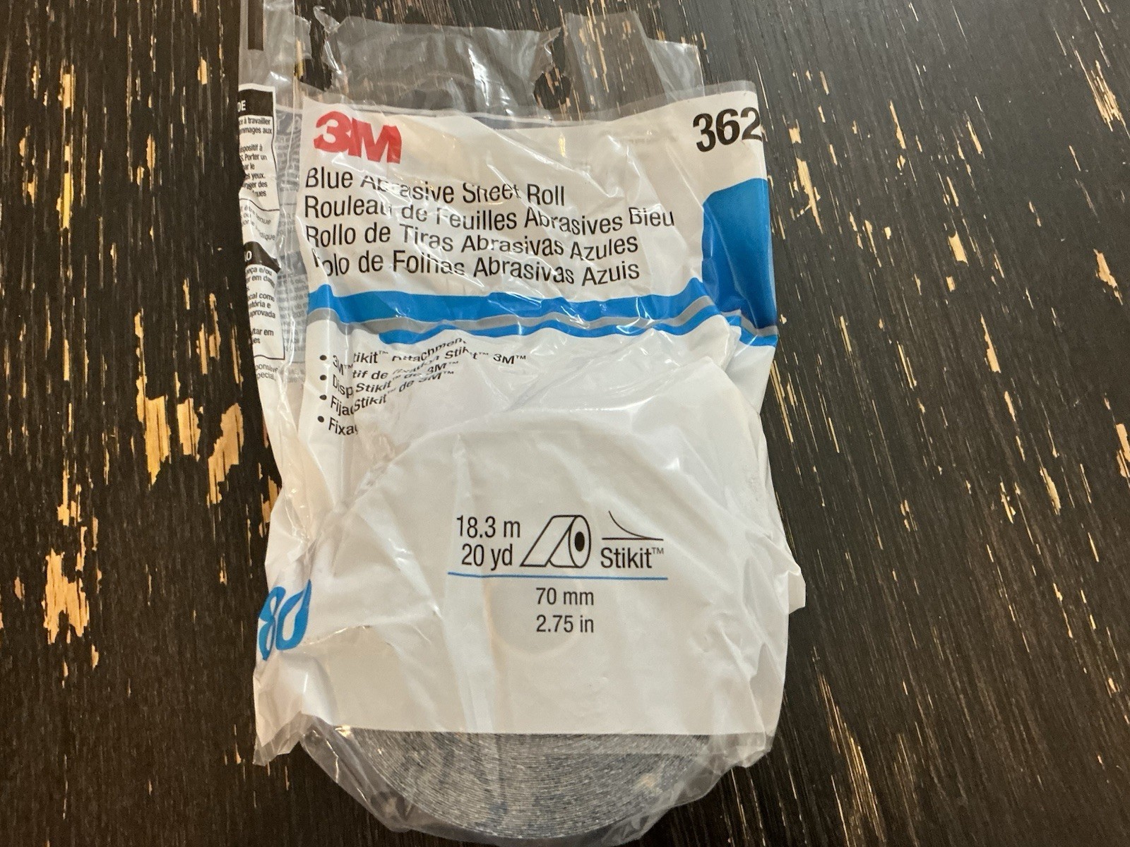 3M Blue Abrasive Sheet Roll Sand Paper, 36217, 80, 2-3/4 in x 20 yd Box Of 5