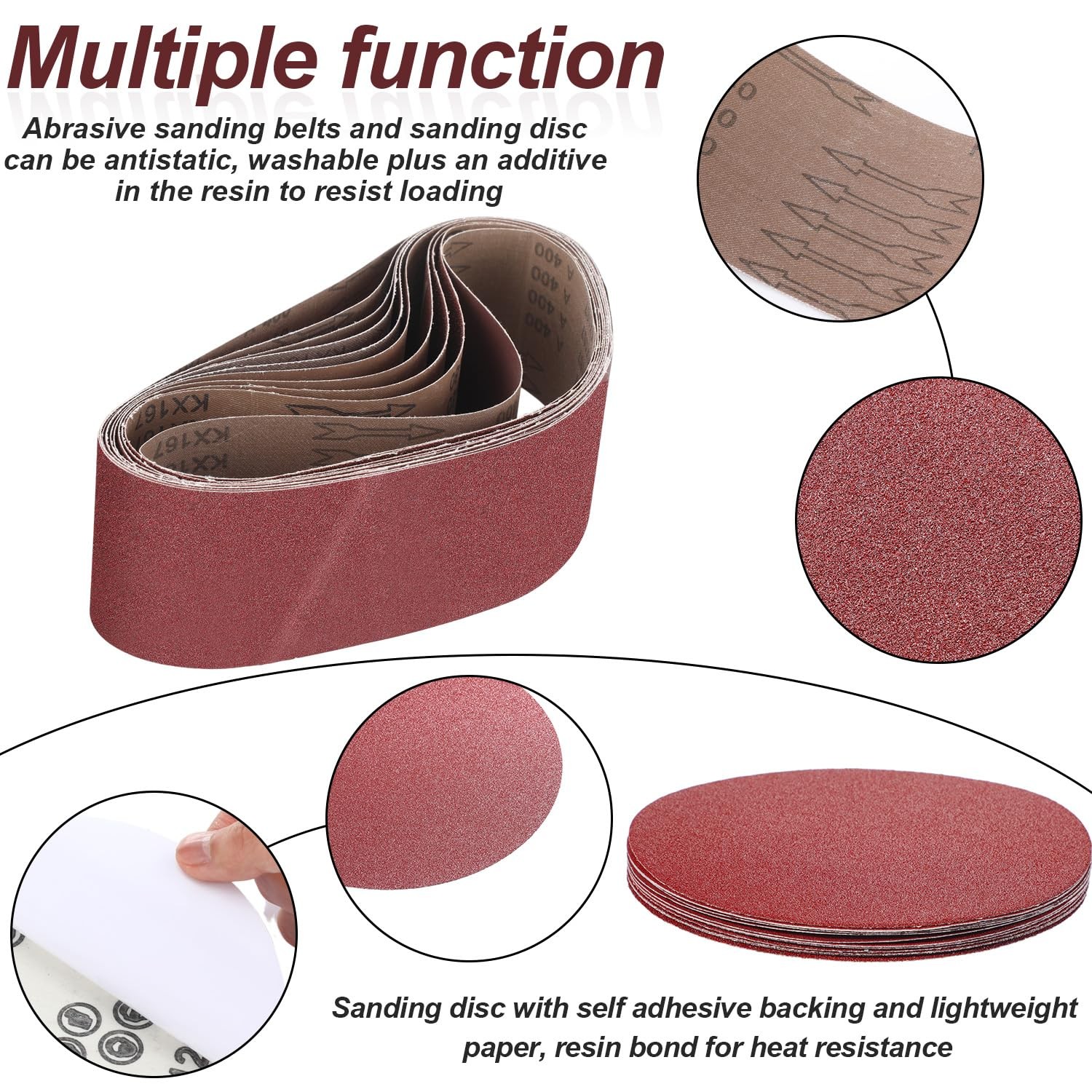 Blulu 44 Pieces Sanding Belts and Sanding Discs Set Includes 4 x 36 Inch Belt…