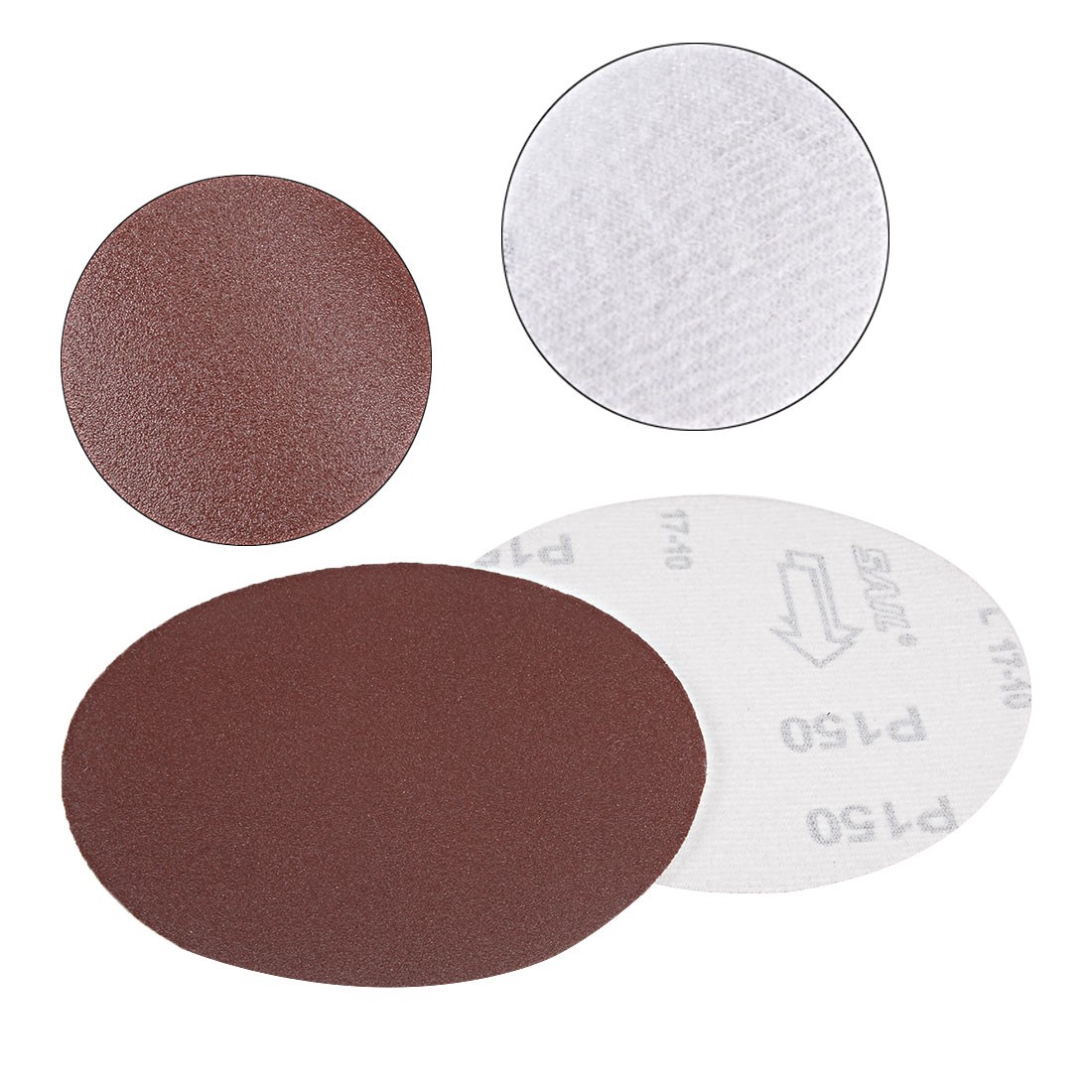50Pcs 5 Inch Hook and Loop Sanding Disc 150 Grits Flocking Sandpaper Sander