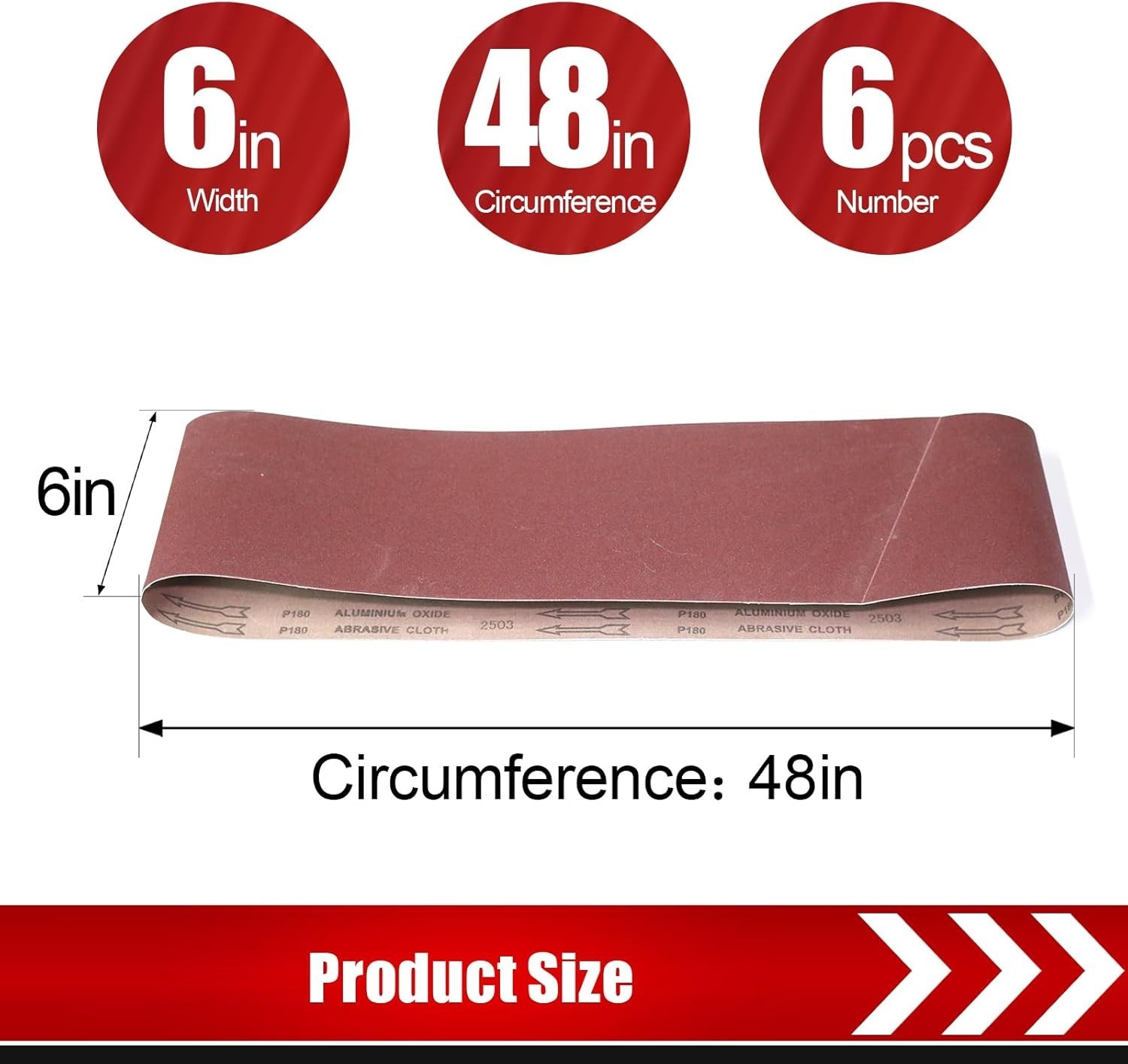 12 Pack 6 x 48 Inch Sanding Belts with Assorted Grits for Wood and Metal