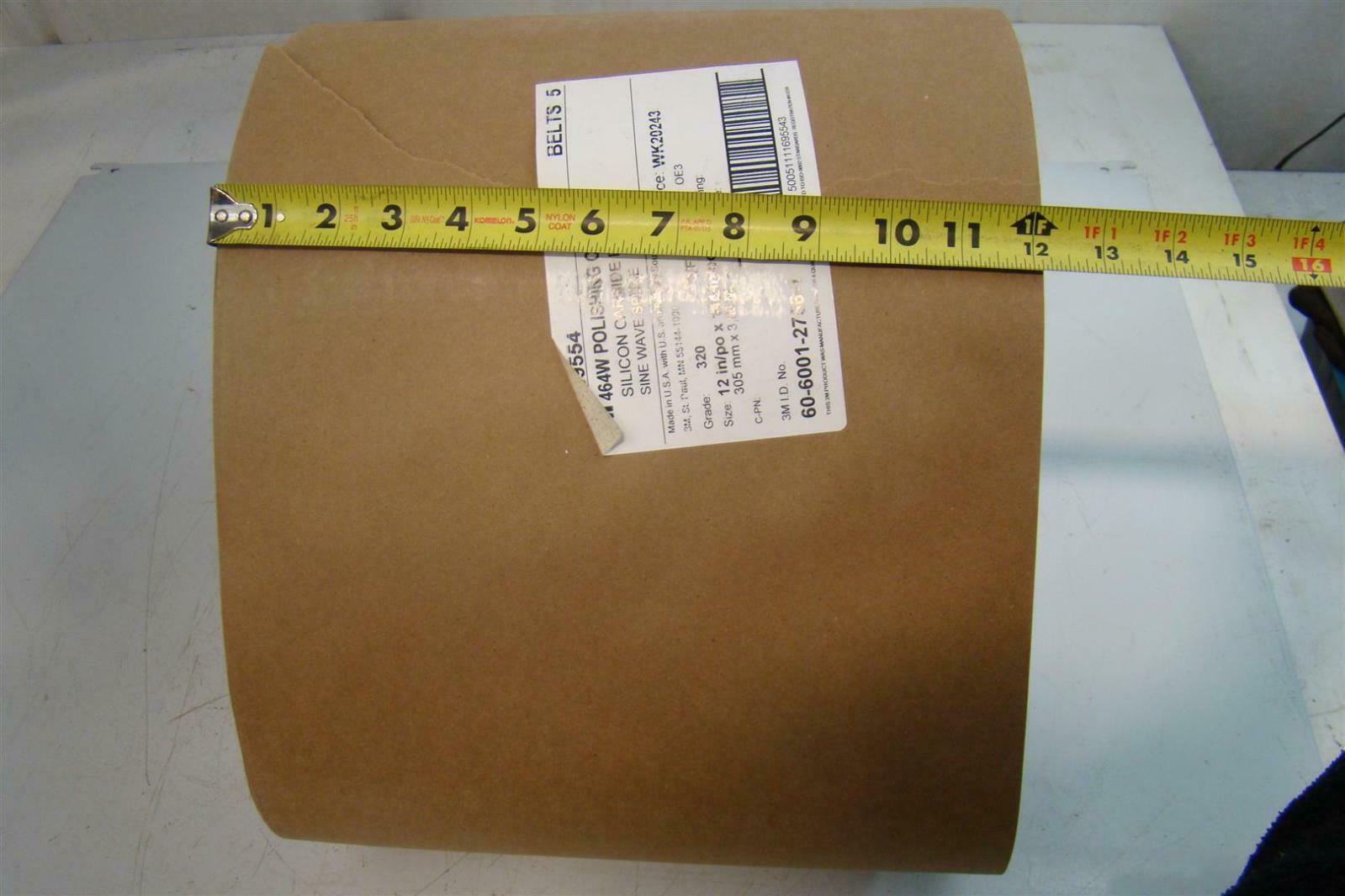 (5) 3M 464W Polishing Cloth Silicon Carside Belts Sine Wave Splice 320Grade 12in