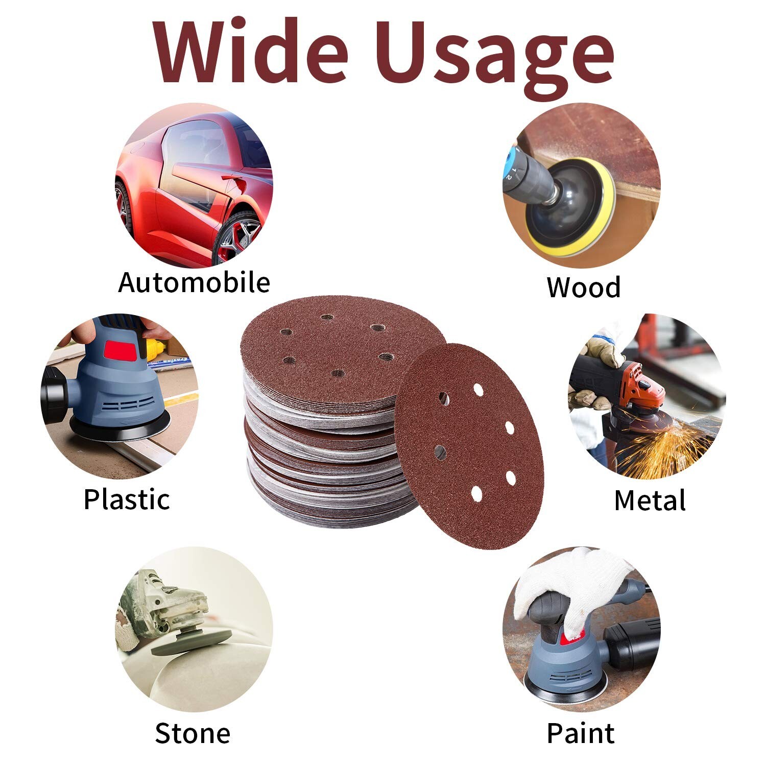 100pcs 6 Inch Sanding Discs Assorted Sandpaper 40 80 120 240 400 600 800 1000 15