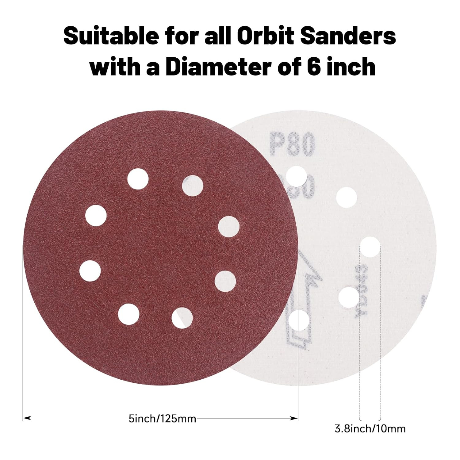 110 PCS 5 Inch Sanding Discs,Round Hook and Loop Sandpaper for Random Orbital Sa