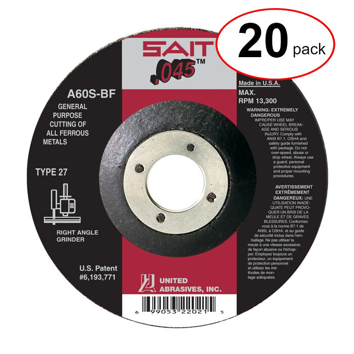 Sait 22053 7″ x .045″ x 7/8″ A60S Metal Cut-Off Wheel (20Pack)