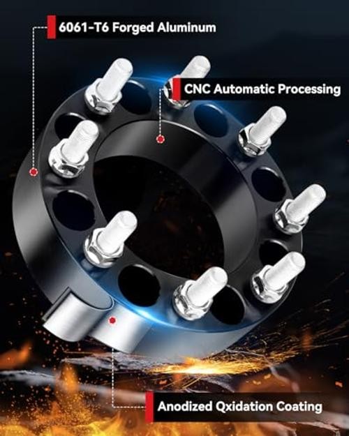 8×6.5 to 8×170 Wheel Adapters for F250 F350 Wheels on 8×165.1 to 8×170