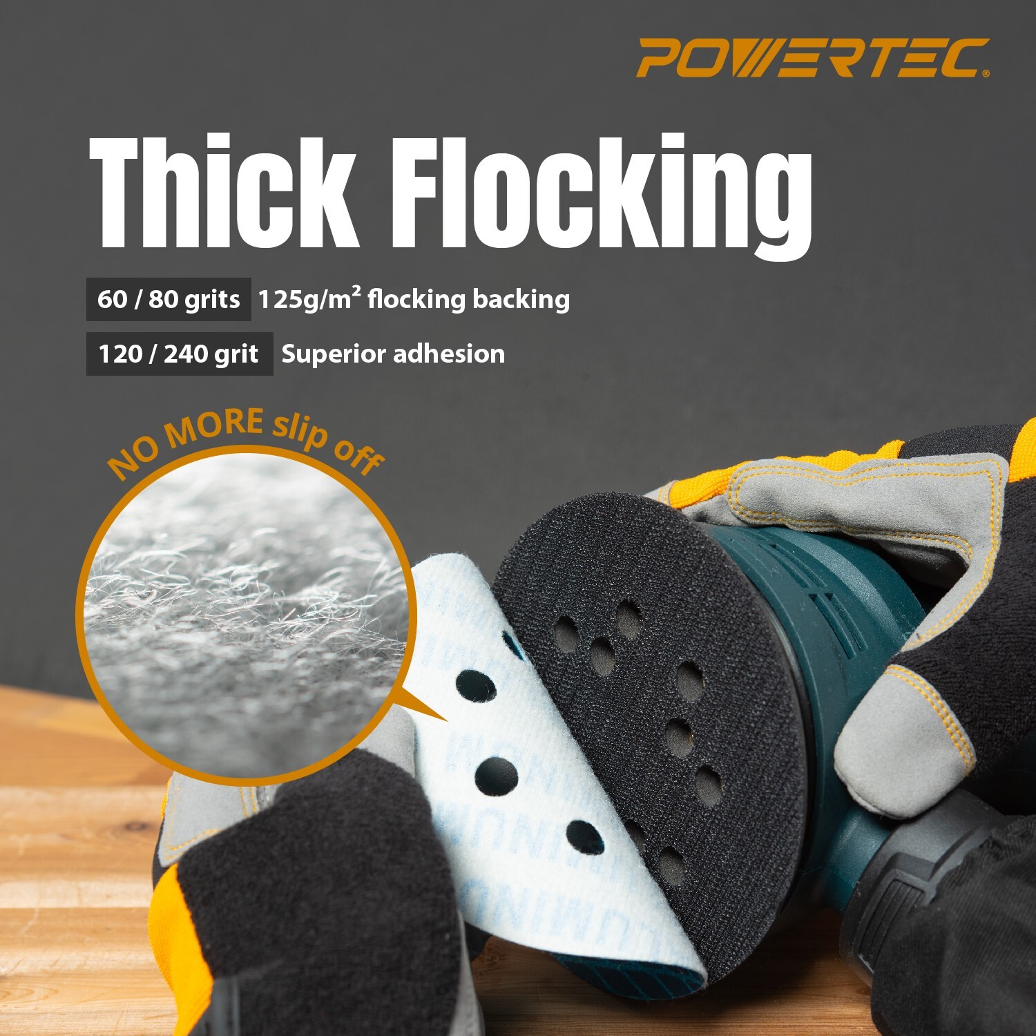 POWERTEC 5 Inch 8-Hole Hook and Loop Sanding Discs, 30-Pack Assorted 60/120/240