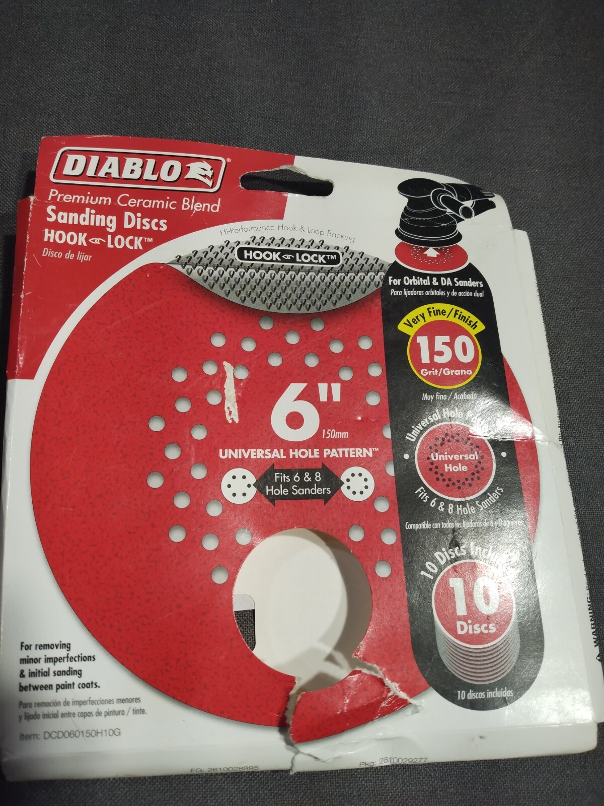 Diablo Premium Ceramic Blend 6″ Sanding Discs 150 Grit – 10 PACK