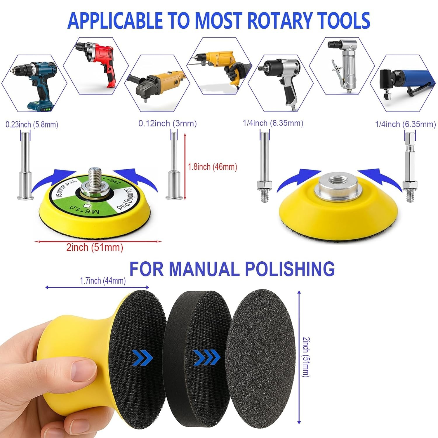 137PCS 2 Inch Sanding Discs Kit with Hook and Loop Backing Pad, 60-10000 Grit