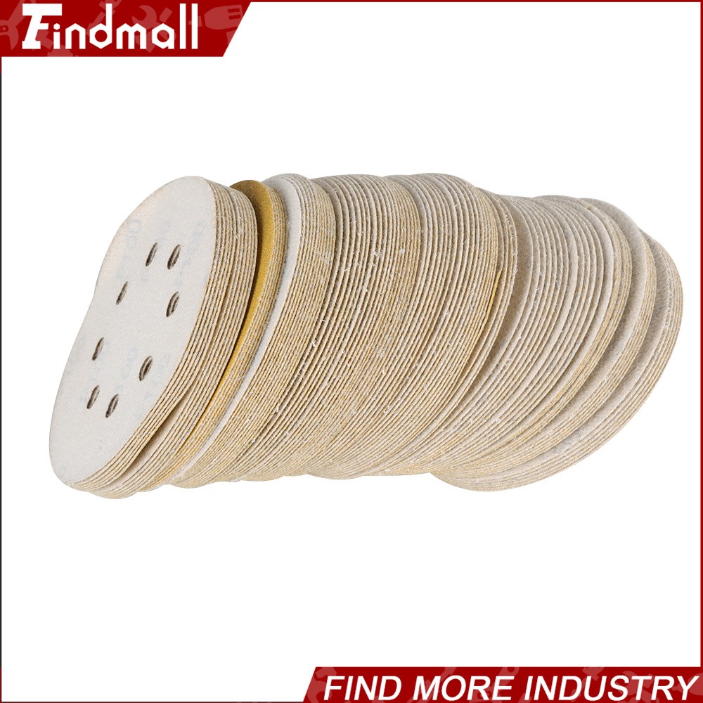 Findmall 100 Pieces 100 Grit 5″ 8-Hole Hook-And-Loop Sanding Disc Sander Paper