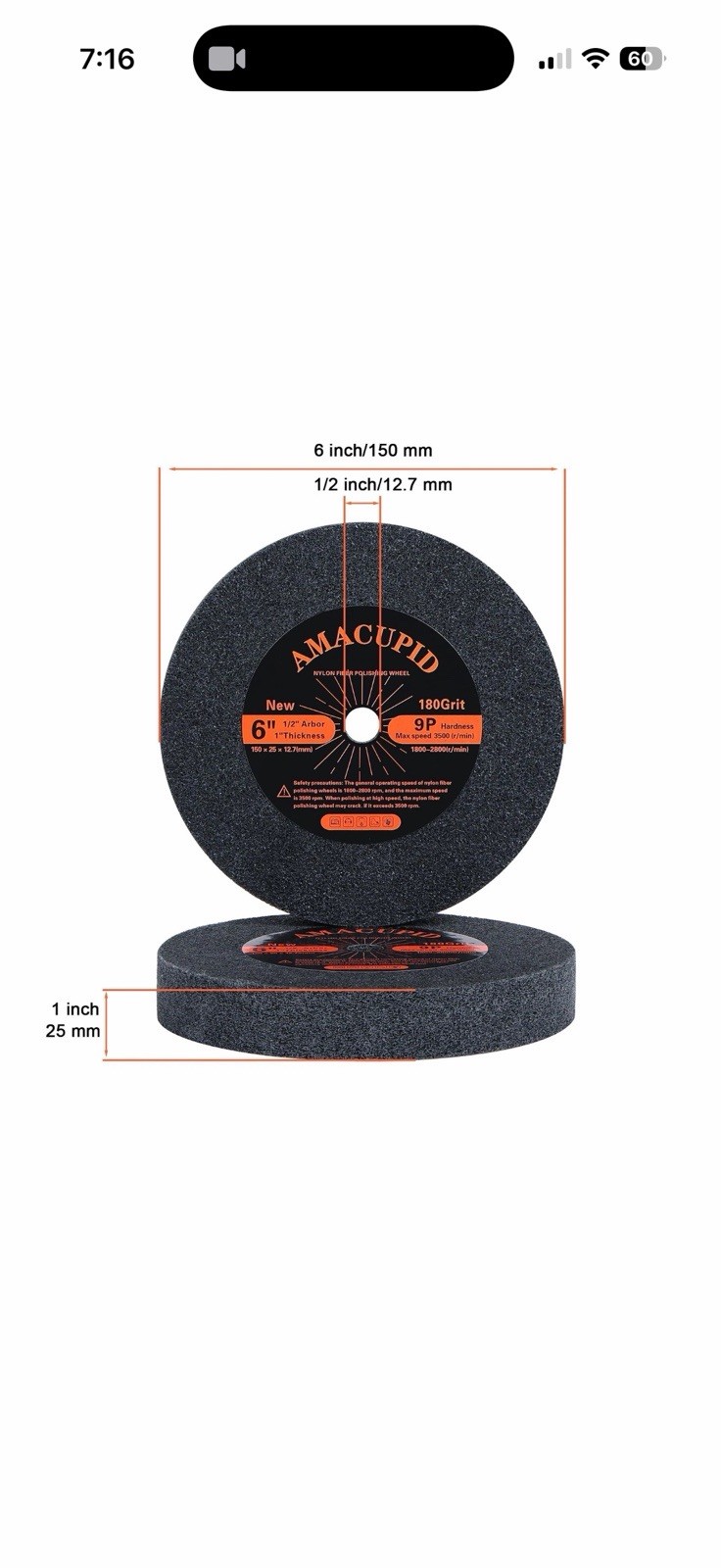 Deburring Wheels Nylon Fiber Buffing Wheel 6 inch 9P Hardness 5 pcs. Polishin…