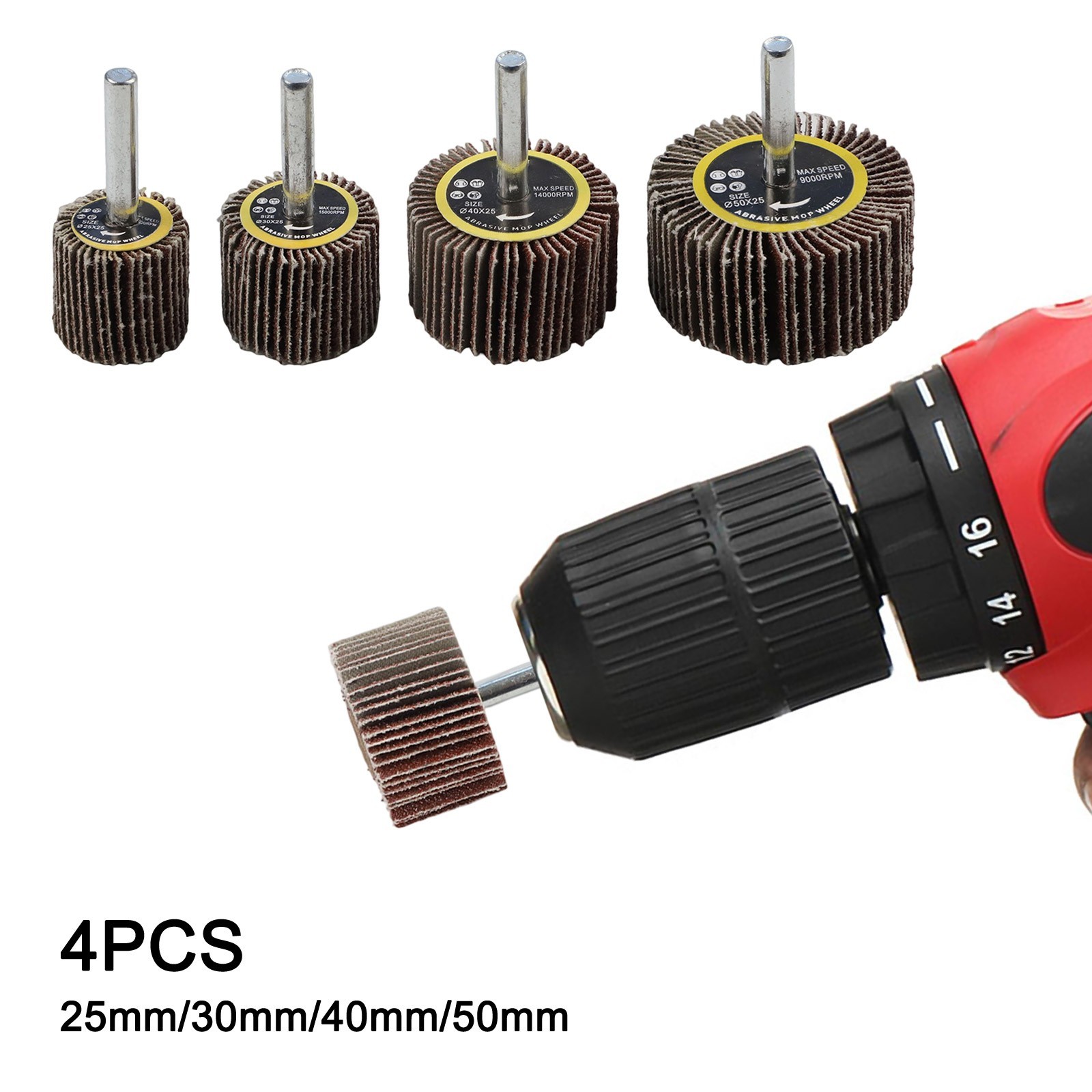 Wide Application Set of 4 Sanding Flap Disc Wheels 80 Grit Rotary Tool