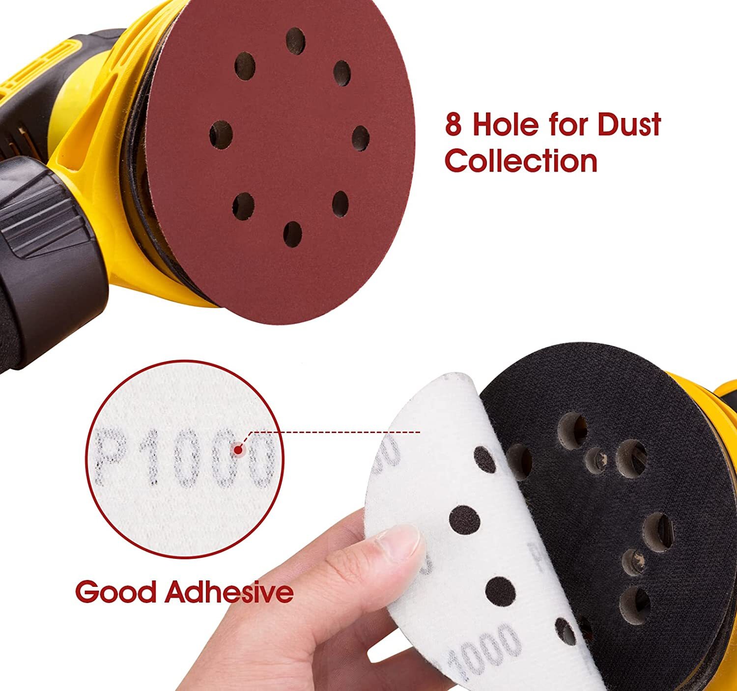 60X 5 inch Sanding Discs 800-2000 Grit Hook Loop 8-Hole Orbital Sander Paper Pad