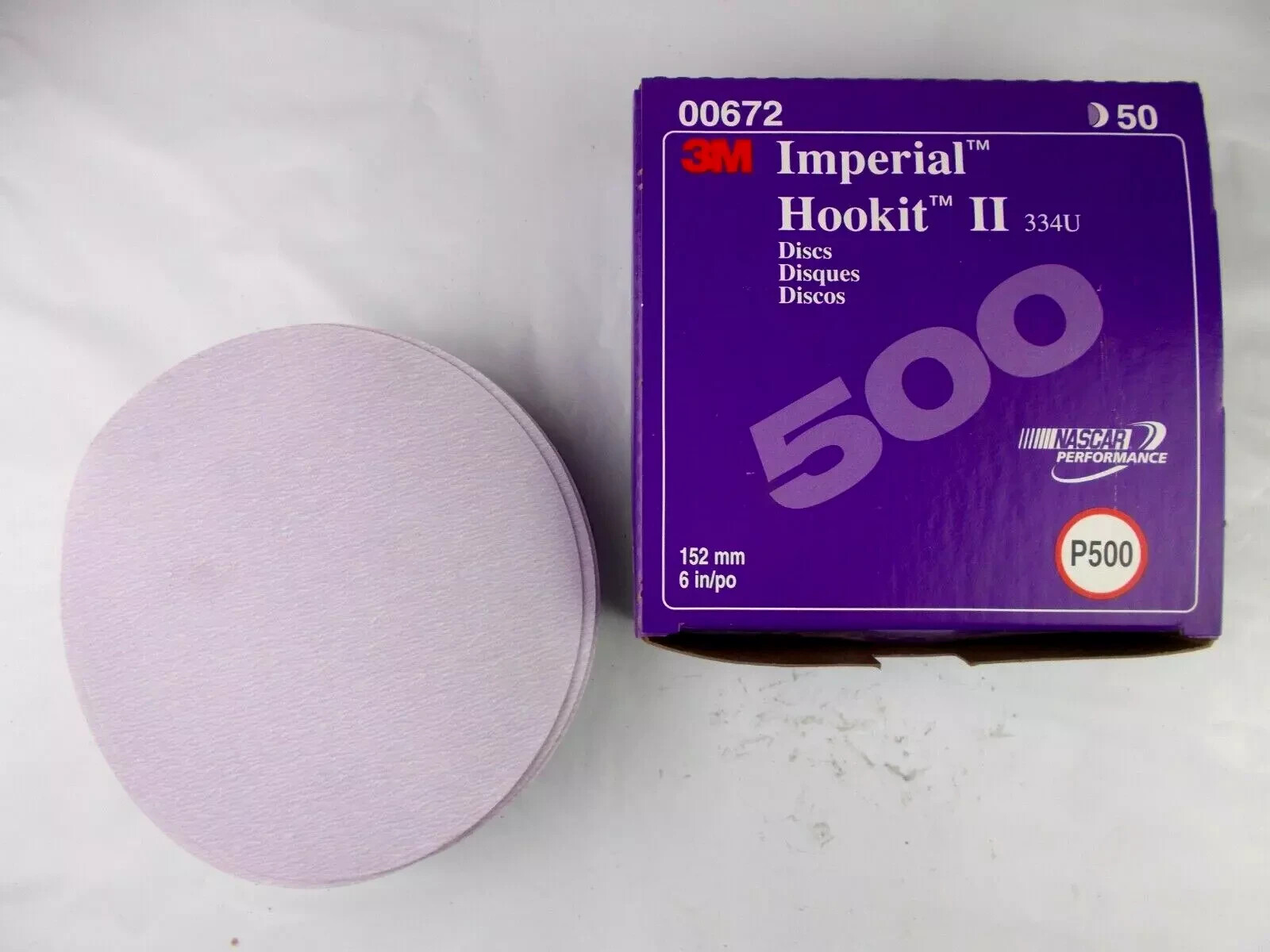 Sandpaper 3M Imperial Hookit II 00672 P500 Grit 6″ Box of 50 Sanding Discs