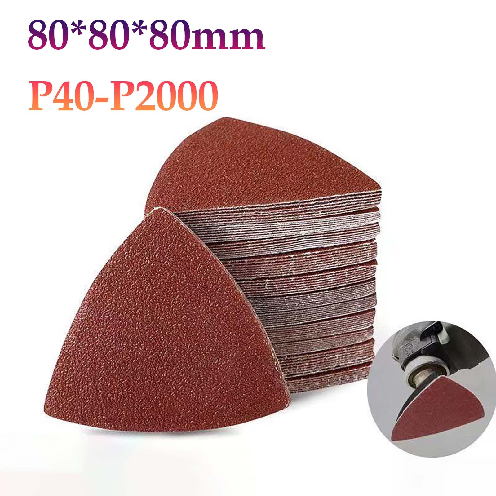 80mm Multi Tool Triangular Delta Sanding Papers 40 Grit – 2000 Grit