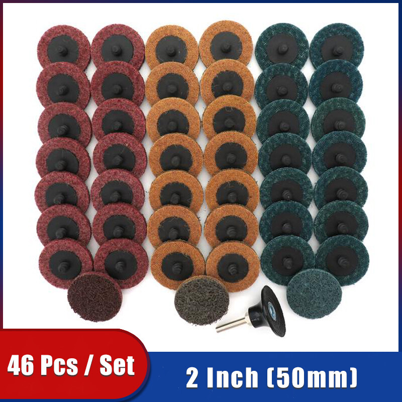 46 Pcs 2 Inch Torque R-Type Roll Lock Quick Change Disc Abrasive Sanding Pad Set