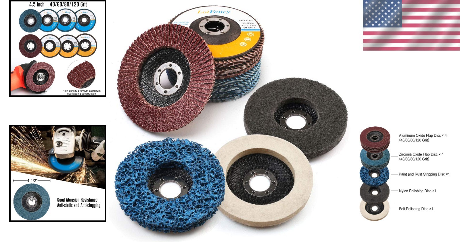 Assorted Grit Flap Discs Pack (40-120) for Angle Grinders – 11 Disc Ultimate Set