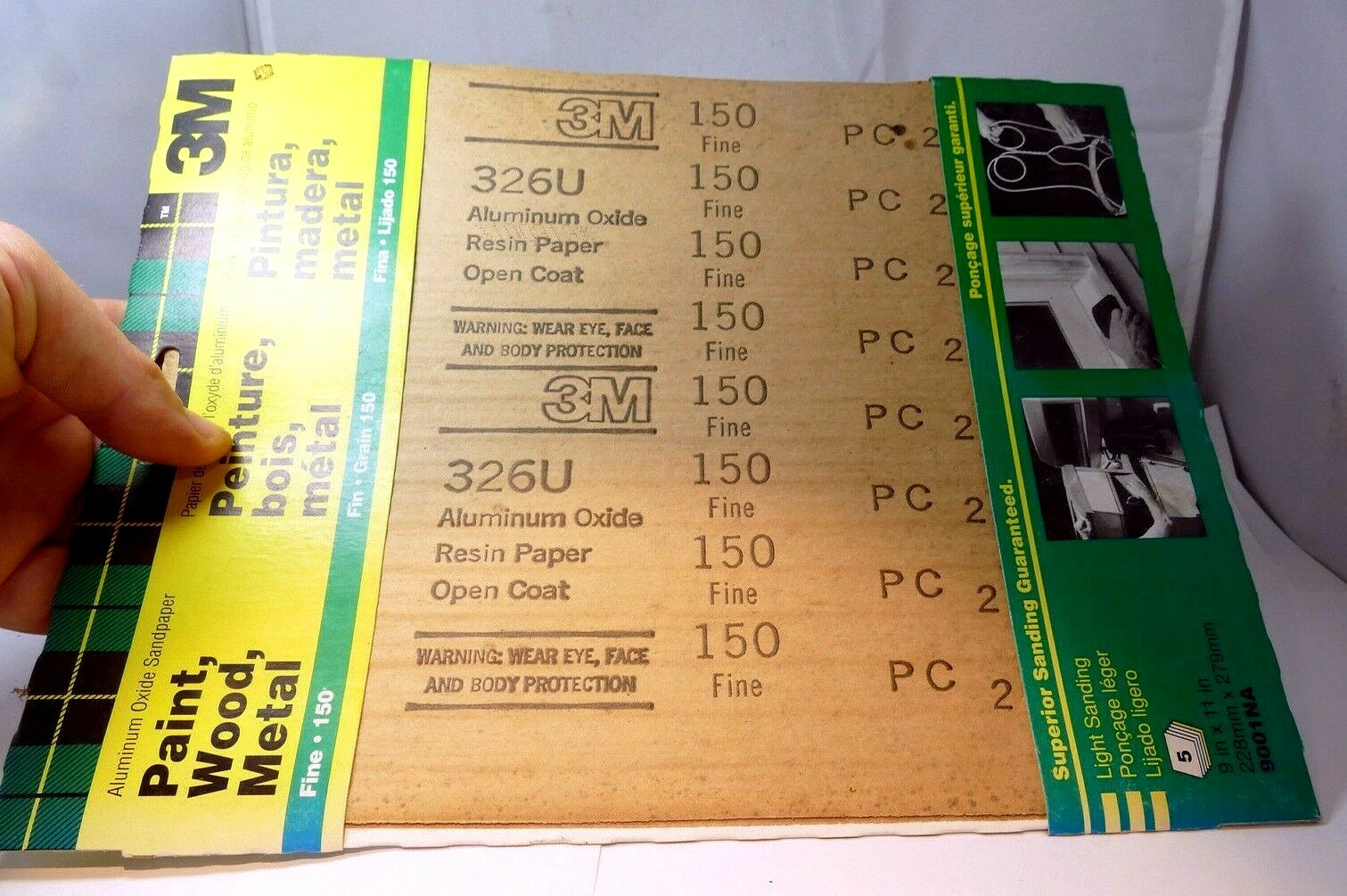 3M 9001NA 9 by 11 9X11″ Inch Aluminum Oxide Sandpaper FINE 150