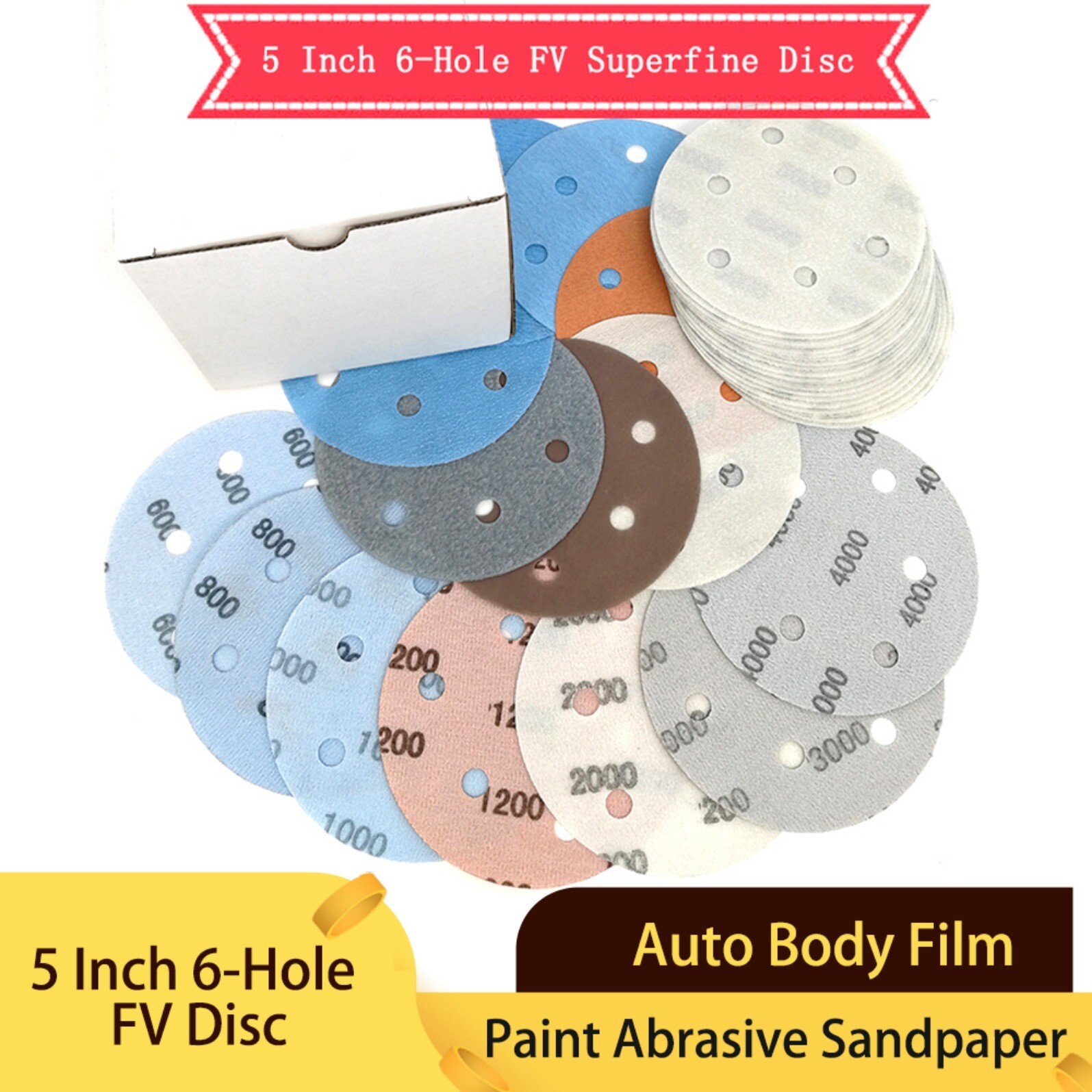5 inch 125mm Wet & Dry Sanding Discs 5 & 6 Hole Orbital Sandpaper Pads Hook Loop