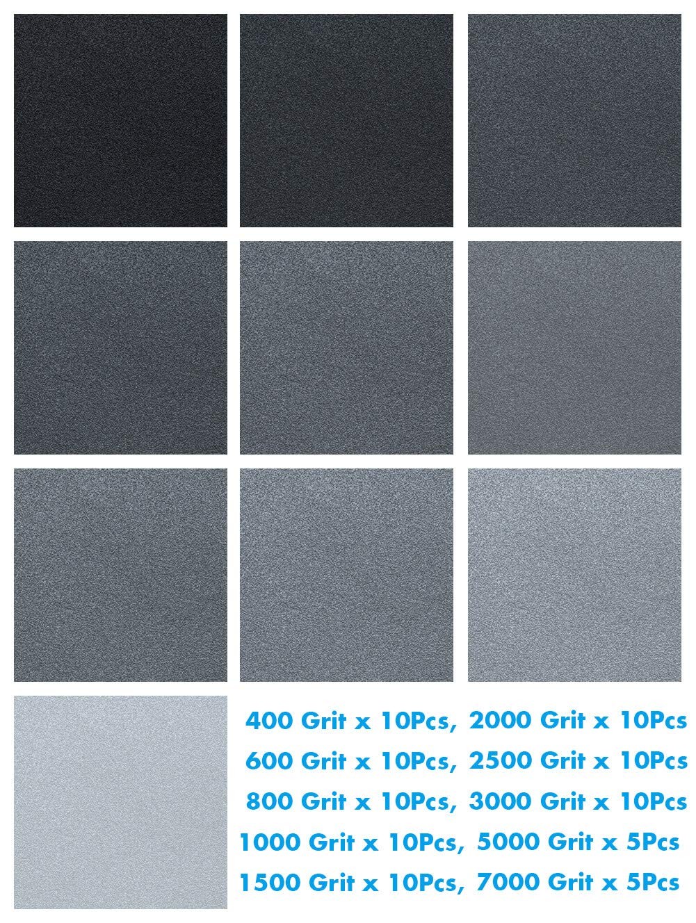 Anezus 90Pieces Sandpaper Assortment 9 x 3.6 Inches, 90pcs Wet Dry