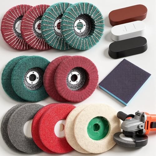 18 Pack 4 Inch Buffering Wheels Polishing Kit with Compound for Angle Grinder,