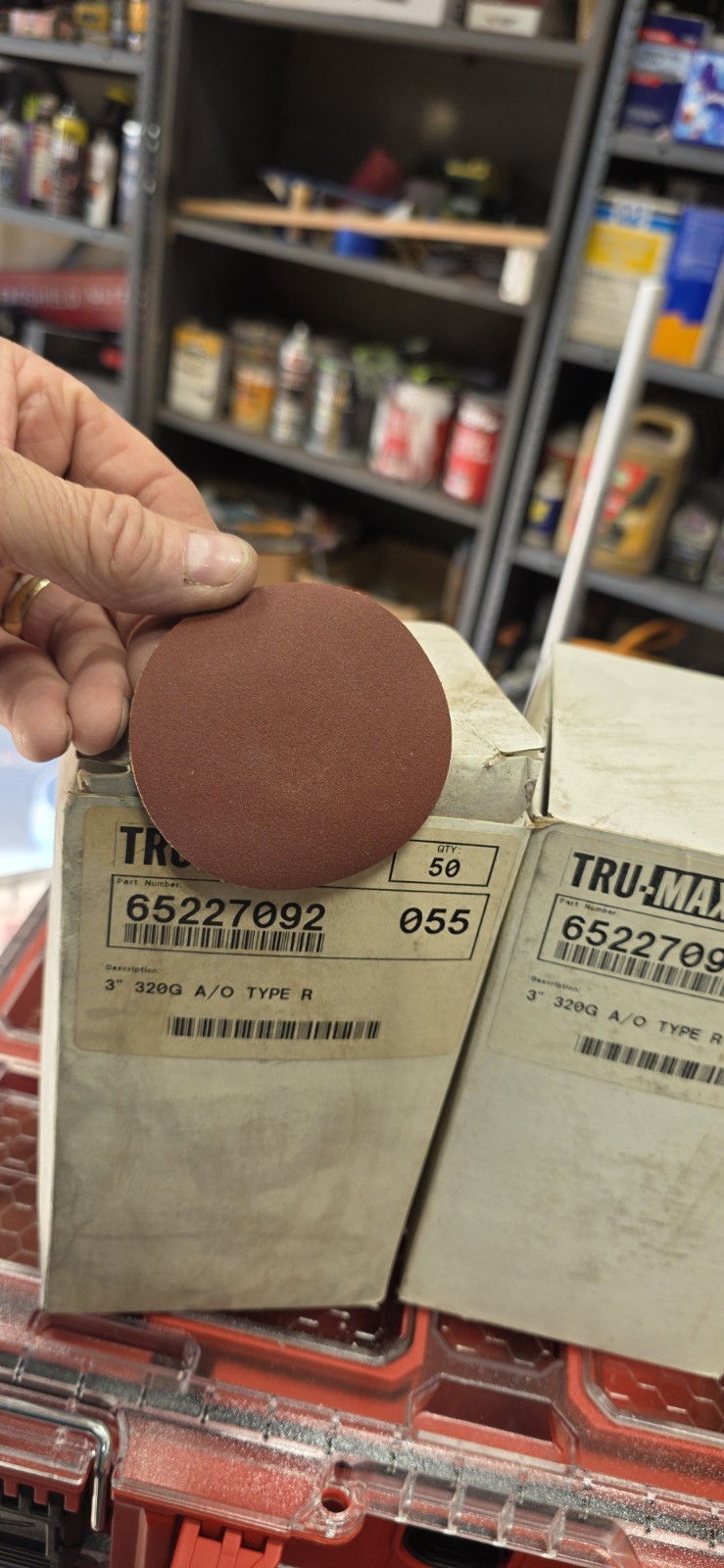 Sanding disk 320 grit 3 ” Type R Tru-max 65227092 50 pieces per box 100 total