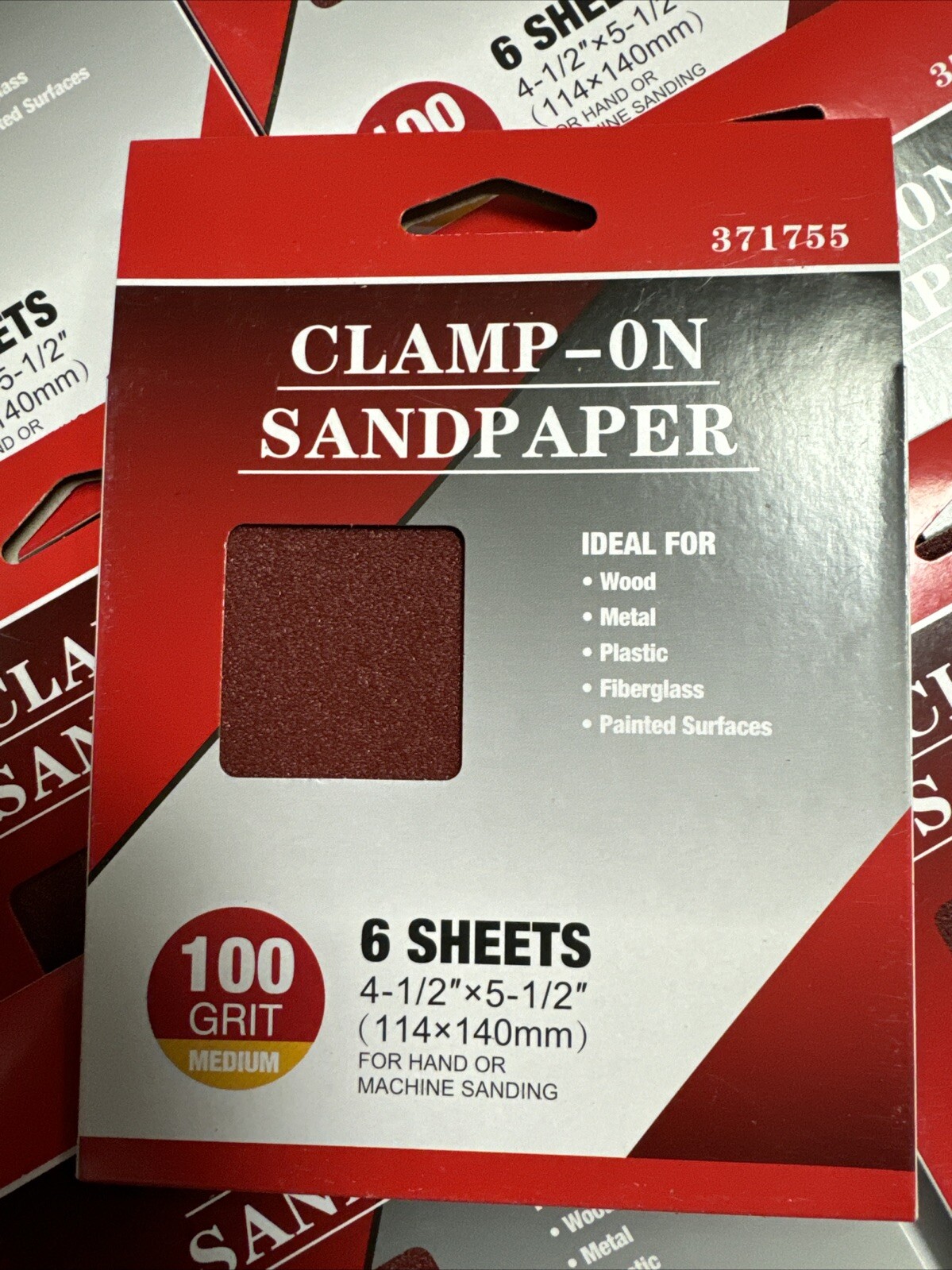 100 GRIT 4-1/2 X 5-1/2 CLAMP ON SANDPAPER 10 PACKS OF 6