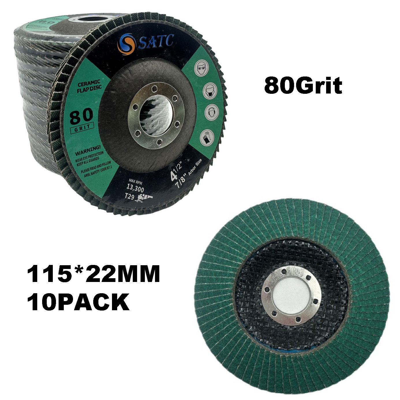 4-1/2″x7/8″ Ceramic Flap Disc Sanding Grinding Wheel 40 60 80 120 Grit Type 29